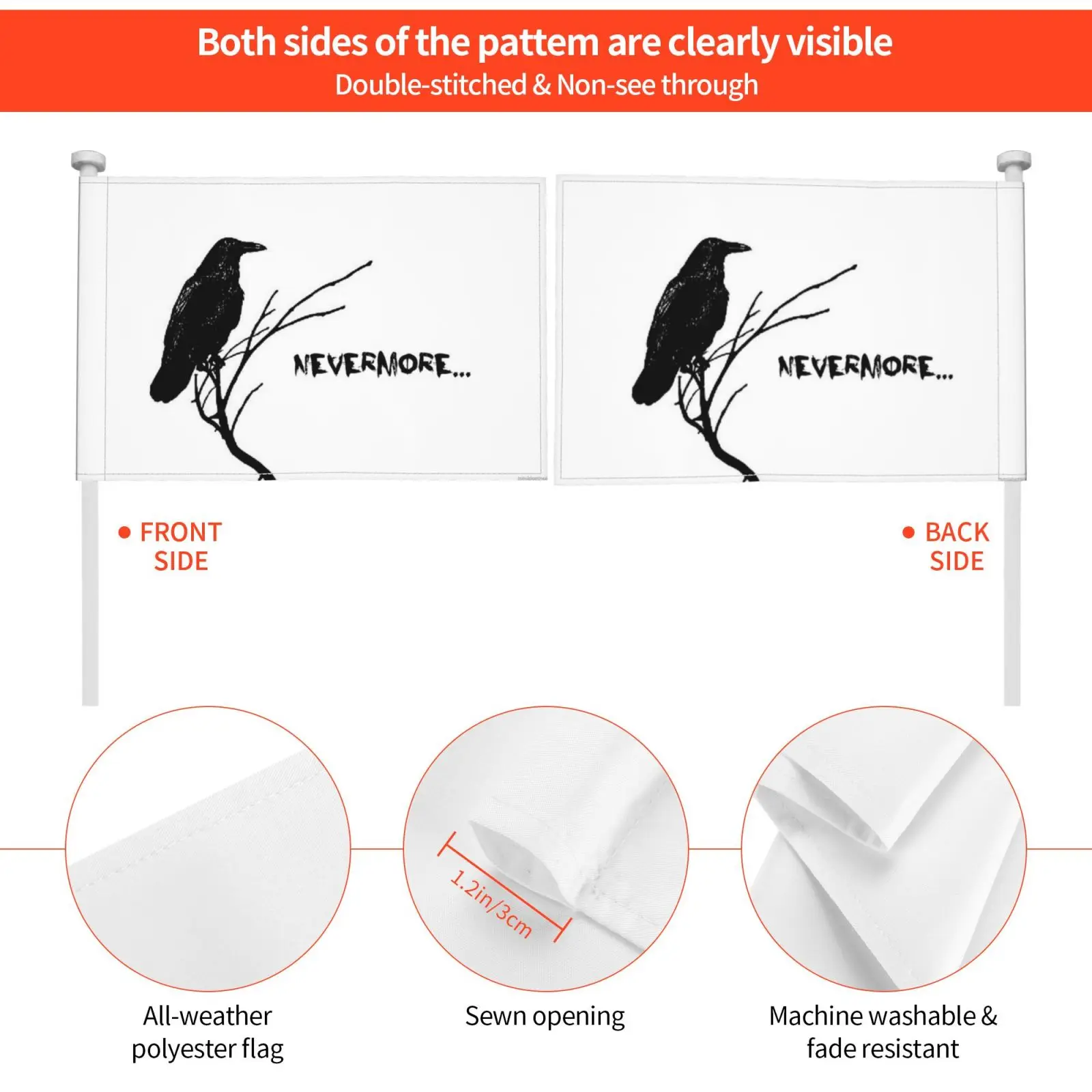 Флаг автомобиля флаг Nevermore шляпа Poe эмо Эдгар Аллан поэзия Ворон поэма Темный гот -