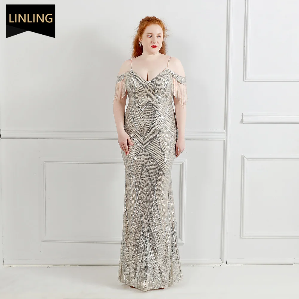 Long Evening Dresses Elegant for Wedding Hair Comb Slip Lace Maxi Plus Size Sequin Bridal Veil Party Weddings Woman Guest Dress