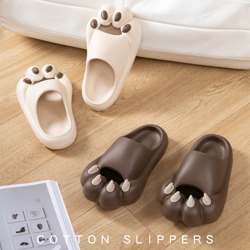 Animal Paw Shape Summer Sandals Women Thick Soft Sole EVA Bathroom Slides Woman Non-Slip Outdoor Beach Shoes Slippers