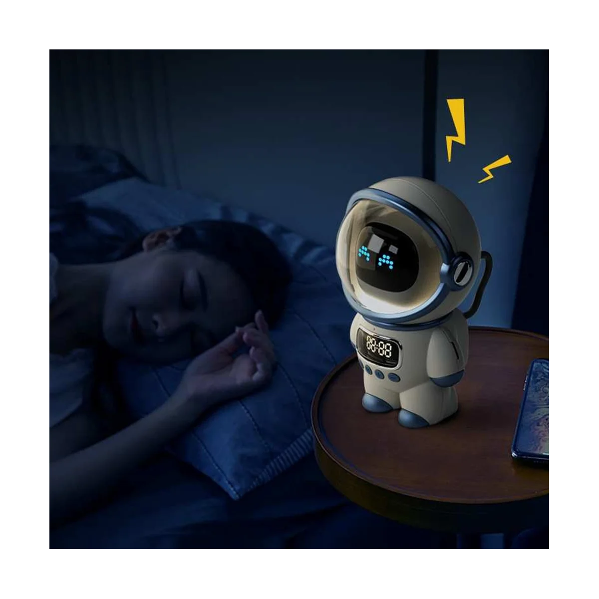 

Astronaut Smart Bluetooth Speaker AI Voice HiFi Audio Desktop Multifunctional Audio New Digital Alarm Clock FM Radio,A