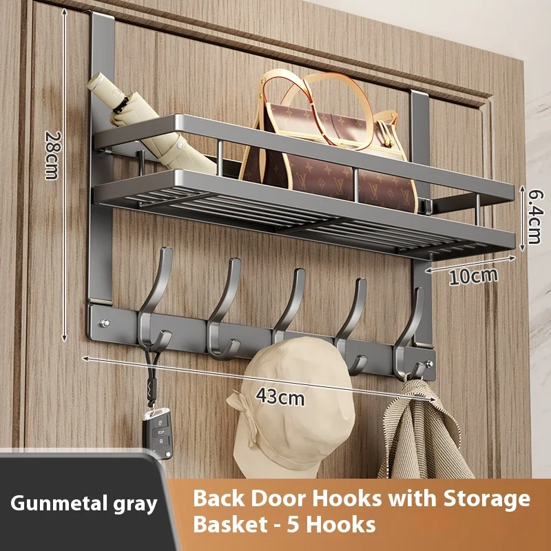 

Дверная вешалка из стали с 12 крючками и корзиной