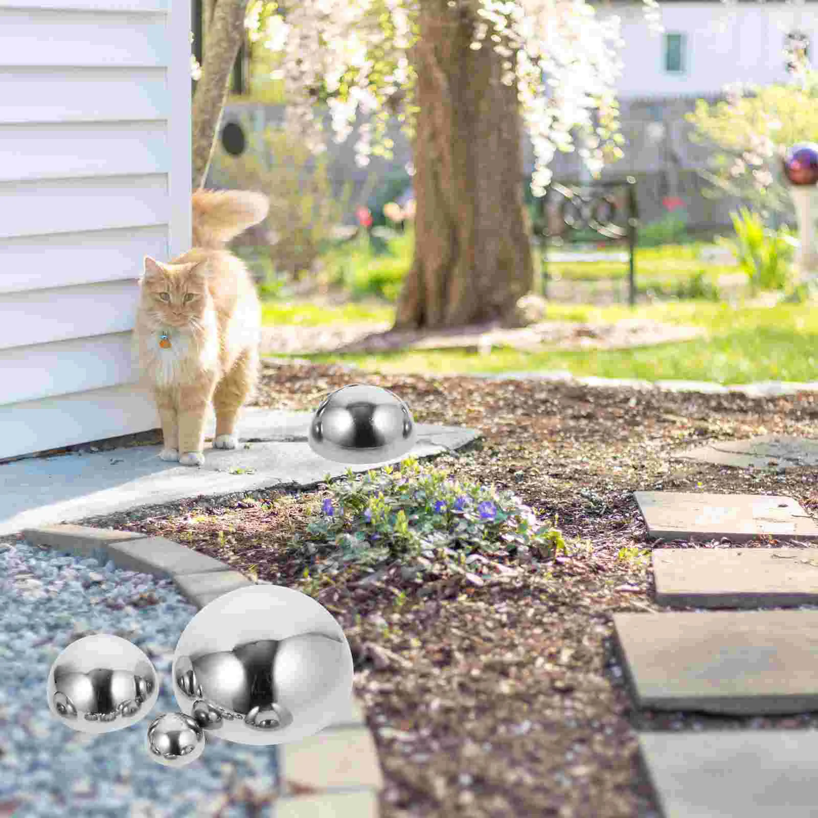 10 шт. автоматический садовый зеркальный шар из нержавеющей стали солнечные