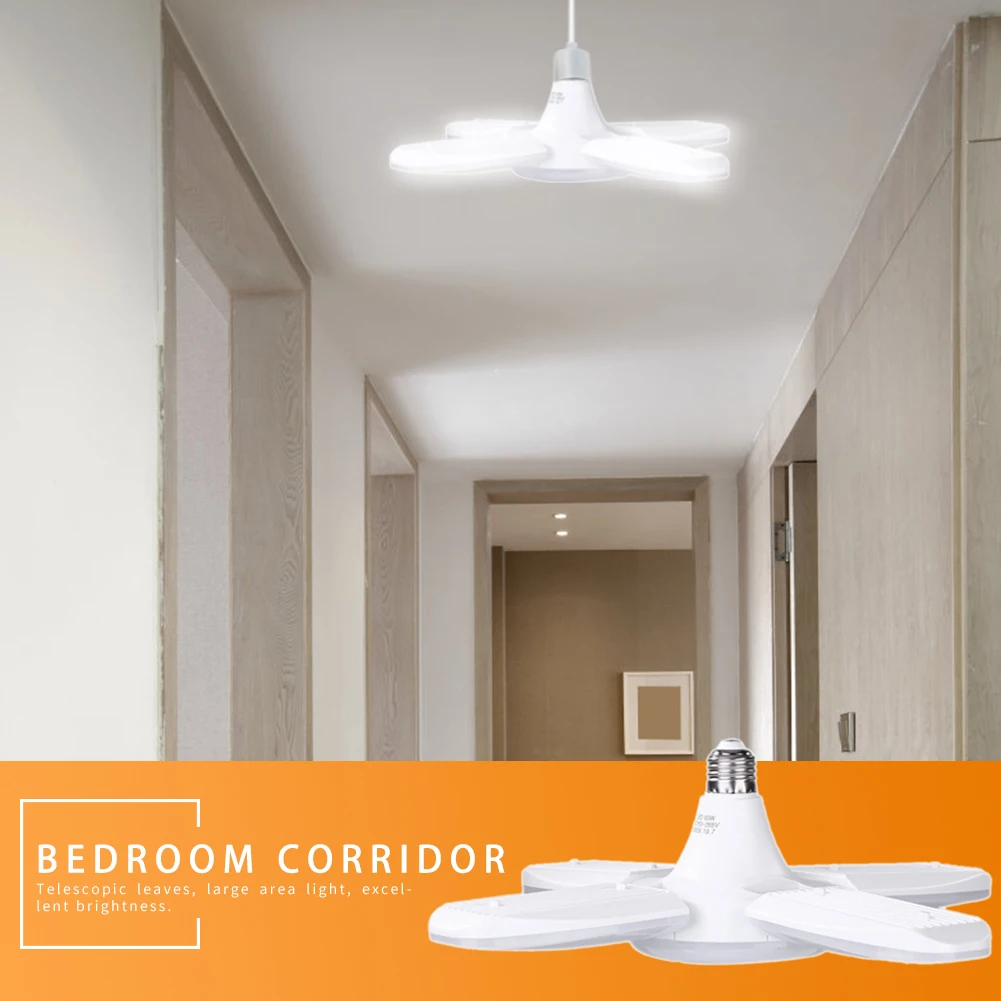 

Hot Sale Shop Work Light Solid Color 60W E27 Indoor Deformable LED Shop Work Light 6000LM Folding Garage Ceiling Lamp