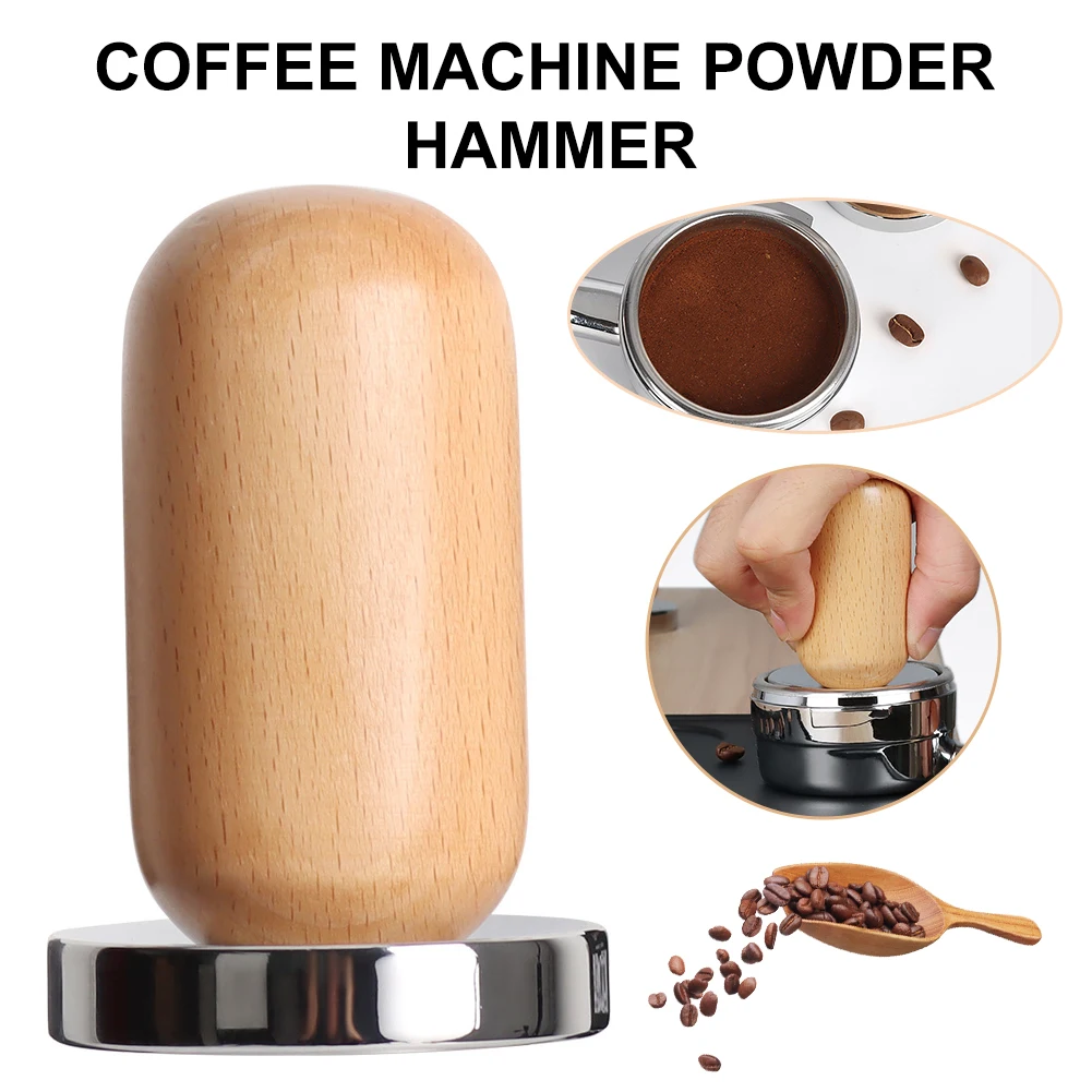 

51mm/58mm Beech Coffee Tamper Detachable Coffee Powder Press Hammer Flat Base Espresso Coffee Accessories Barista Tools