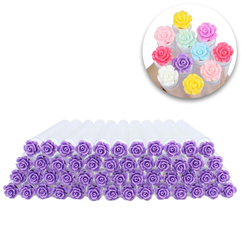 50Pcs/lot Empty Eyelash Mascara Wands Tubes Reusable Glitter Plastic Lash Brush Case Spoolie Comb Container Rose Flower