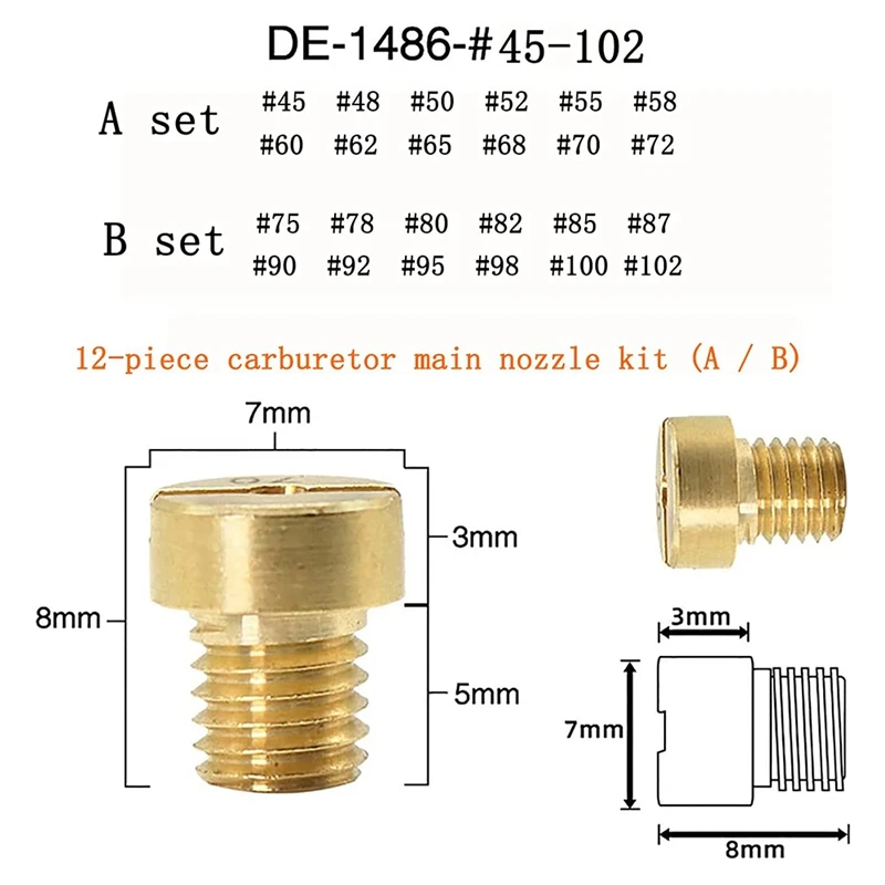 (12 шт. в упаковке) 5 мм фотоэлемент для главных струй Mikuni Vm22 Vm24 Vm26 125 150
