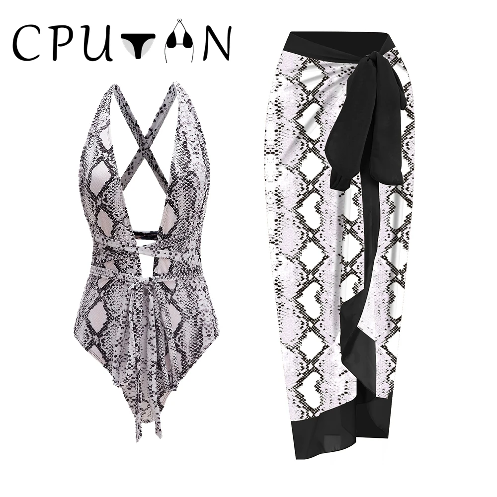 

CPUTAN 2023 сексуальный слитный купальник с глубоким V-образным вырезом Леопардовый принт летний женский купальник пляжная одежда летние бразильские Монокини Купальный Костюм