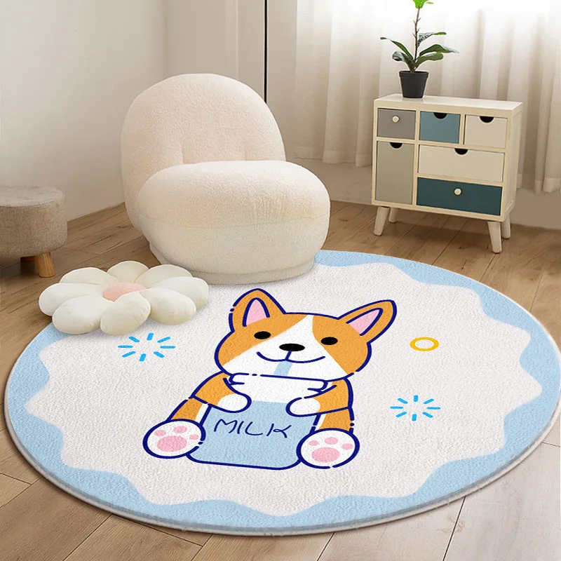 

Cartoon Cute Pet Dog Area Rugs for Bedroom Kids Play Game Floor Mat Home Round Carpet Kawaii Room Decoration Anti-slip Chair Mat
