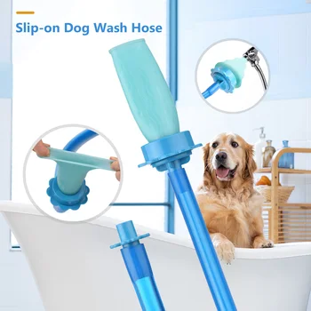 Handheld Pet Shower Hose Slip-on Dog Wash Hose Attachment for Showerhead Sink 5FT Hose Length 1