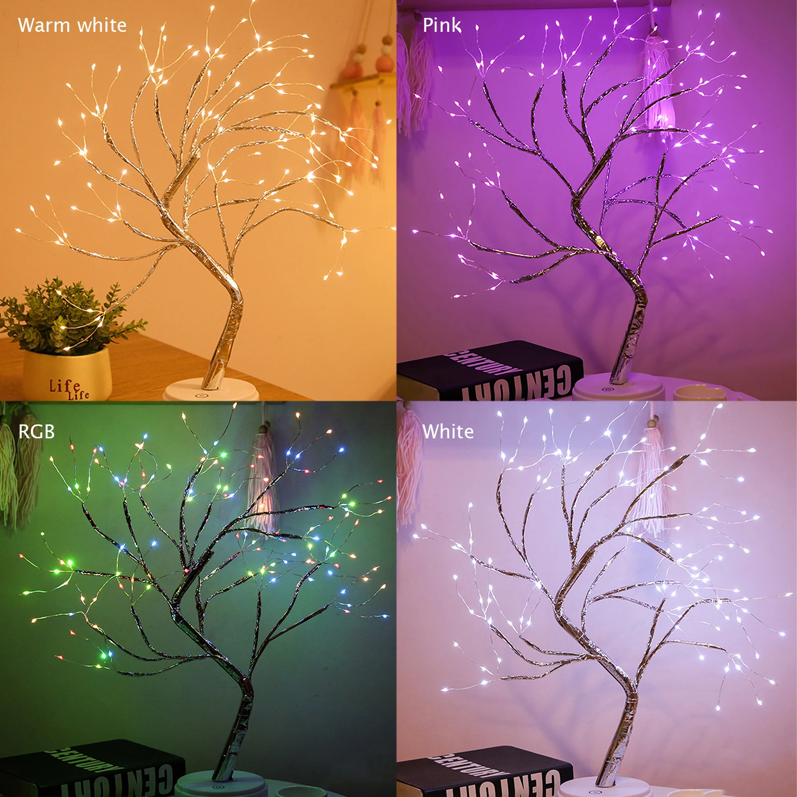 

Tabletop Bonsai Tree Light USB or Battery Operated Touch Switch 108 LED Lamp Copper Wire Branch Light for Party Weddin Decor