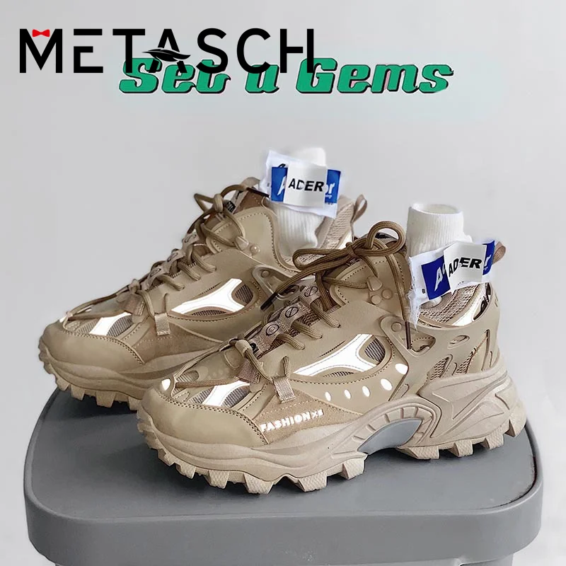 Кроссовки METASCH мужские сетчатые Повседневные Дышащие уличные сникерсы с толстой