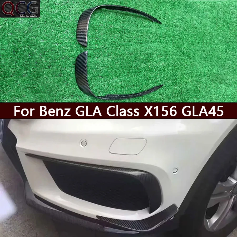 Фото Для Mercedes Benz GLA Class X156 GLA45 передний бампер автомобиля из углеродного волокна, ветровой нож, сплиттер, спойлер Canard, воздушный нож, кузовный комплект №1