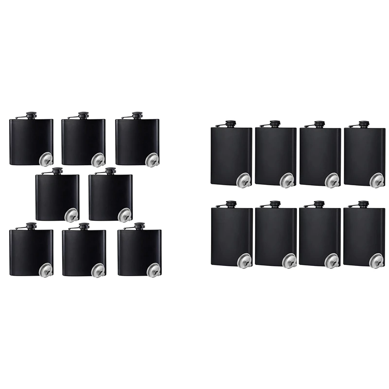 

ABSF Hip Flask Matte Black Stainless Steel Anti-Funnel Stainless Steel Hip Flask With Painted Black Matt Metal Lid