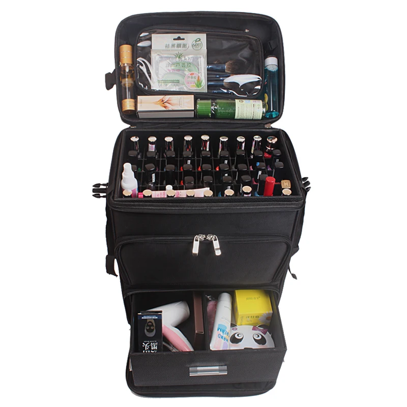 Multifunction Trolley Cosmetic Case Rolling Luggage Bag On Wheels Ladies Nails Makeup Toolbox Beauty Tattoo Salons Suitcase