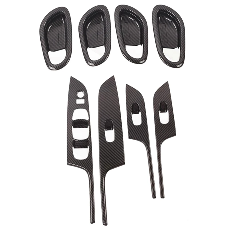 

For Nissan Navara NP300 2016-2019 Inner Door Handle Bowl Protector Frame & Window Glass Lift Switch Button Panel Cover