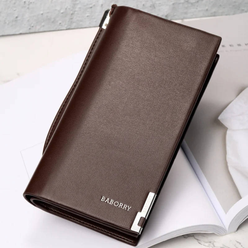 Длинный кошелек BABORRY деловой мужской тонкий бумажник роскошный брендовый
