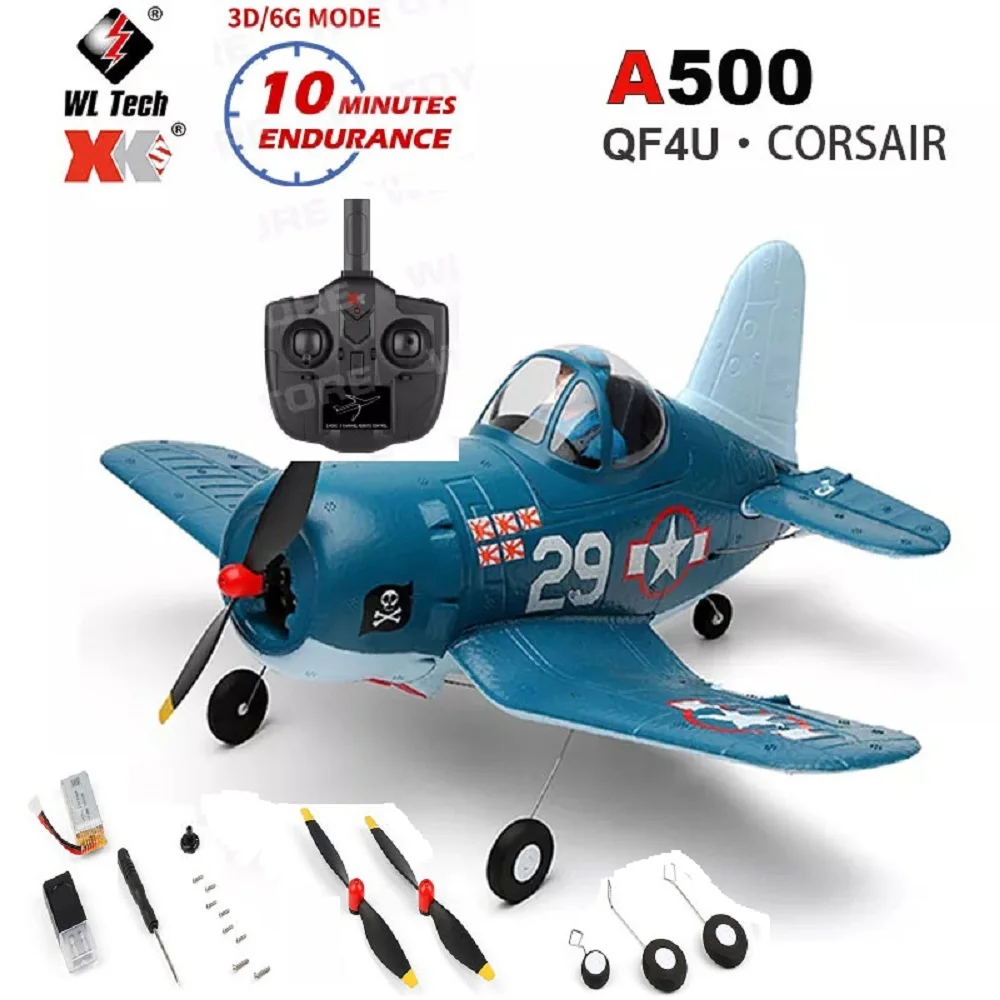 Enlarge WLtoys XK A500 RC Aircraft F4U Pirate Fighter 2.4G Four-Channel Simulator Remote Control Glider RC Plane 6G System 3D Toy Kids