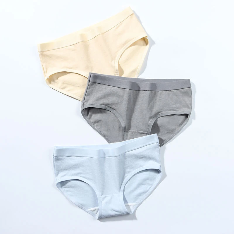 

3 шт., женские хлопковые бесшовные трусики средней посадки