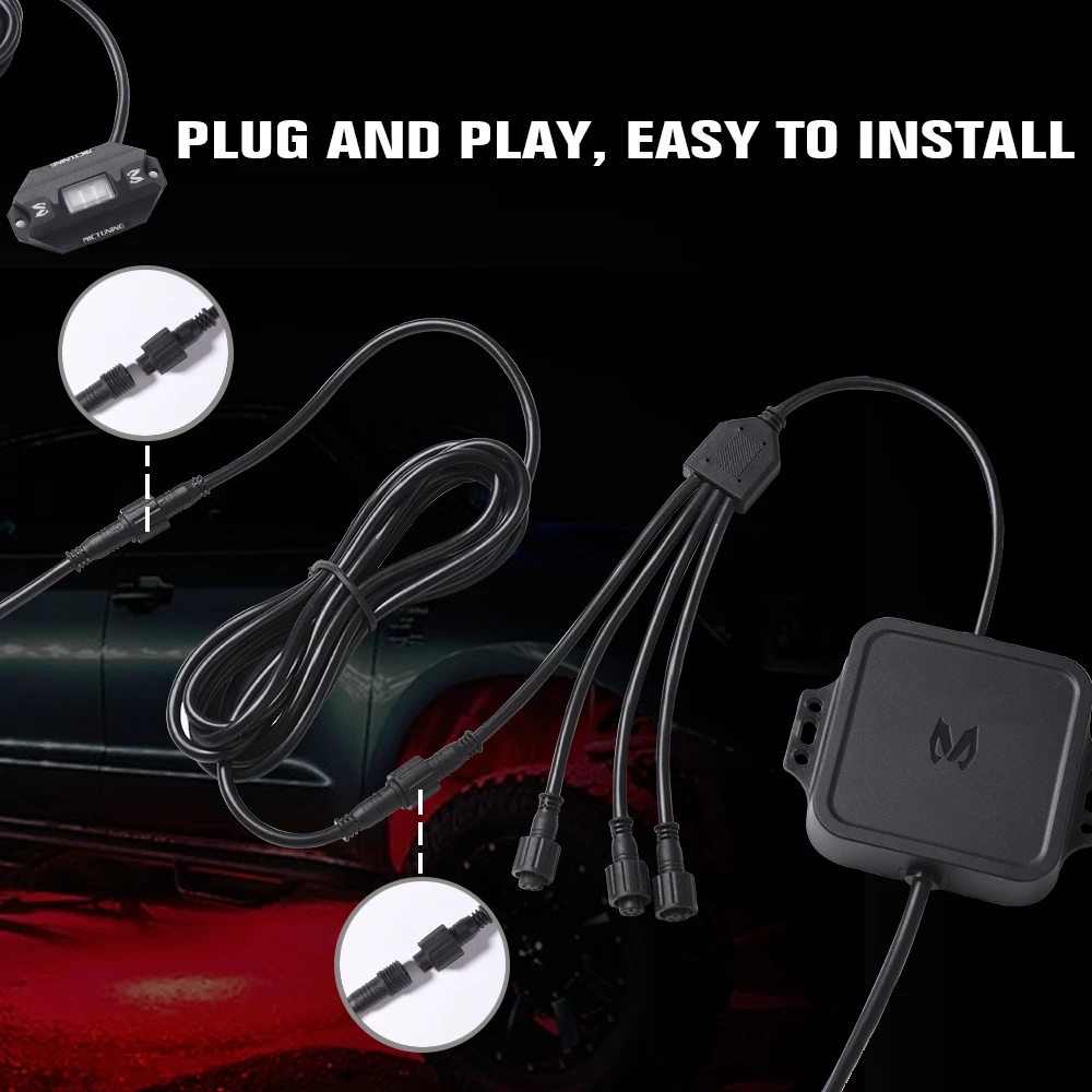 MICTUNING C1 C2 10 футов Удлинительный кабель Провод для 4 и 8 капсул RGB Светодиодные