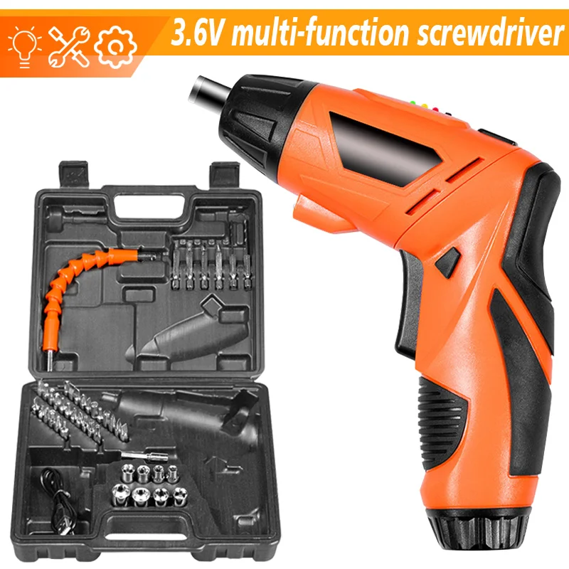 

47pcs/set 4.2V Electric Screwdriver Set Portable USB Rechargeable Cordless Electric Drill Screwdriver Home DIY Mini Power Tools