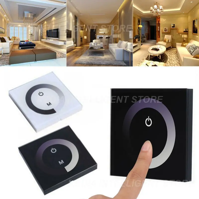

Sensitive Uk/eu Wall Mounted Switch Monochrome Led Controller Touch Panel Switch Reduces False Triggers Lights Dimmer Controller