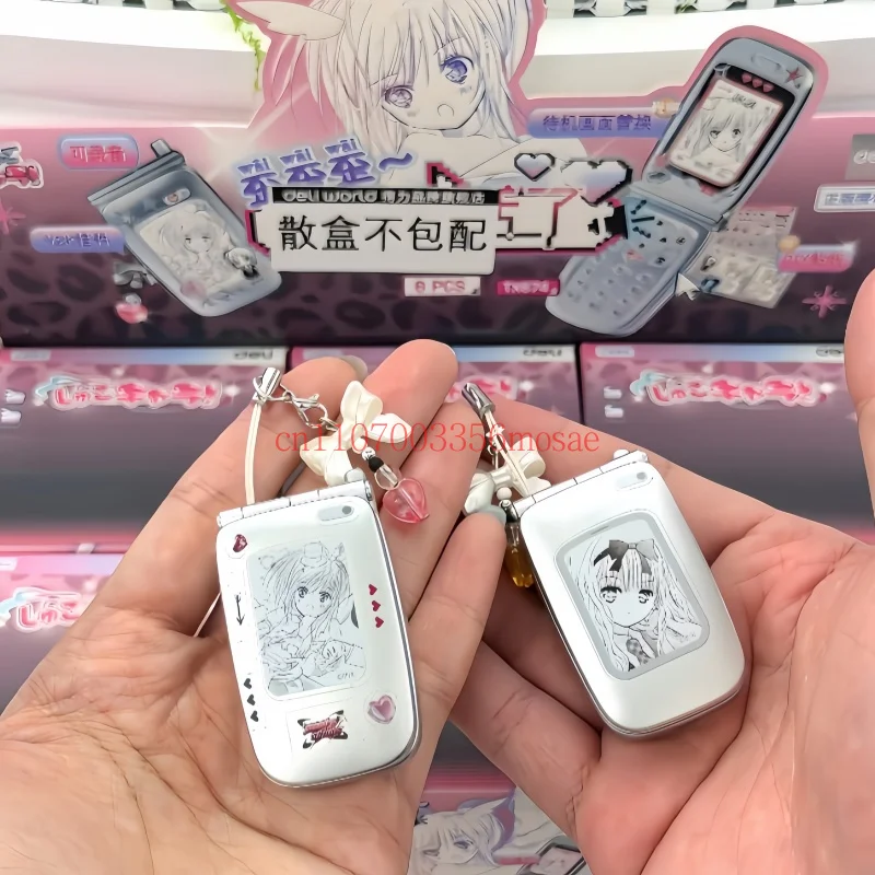 Фото В наличии: Оригинальный коллекционный брелок-диктофон Shugo Chara в виде телефона-раскладушки, Y2K-подвеска с декоративными наклейками DIY, игрушка-сюрприз в слепой коробке, подарок №1