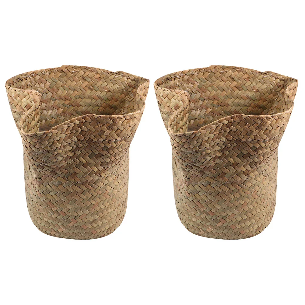 

Basket Planter Pot Baskets Wicker Flower Woven Seagrass Indoor Cover Pots Planters Farmhouse Rustic Holder Storage Straw Liner