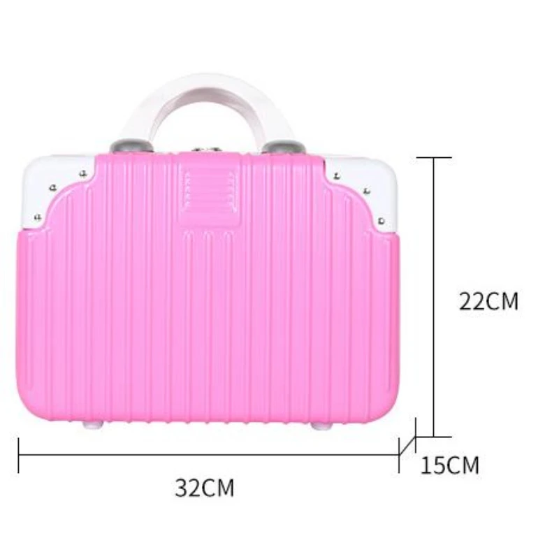 14 Inch Rose Gold Suitcase Waterproof Cosmetics Zip Luggage Ladies Lightweight Leather Sandwich Bag Suitcase Mini Organizer
