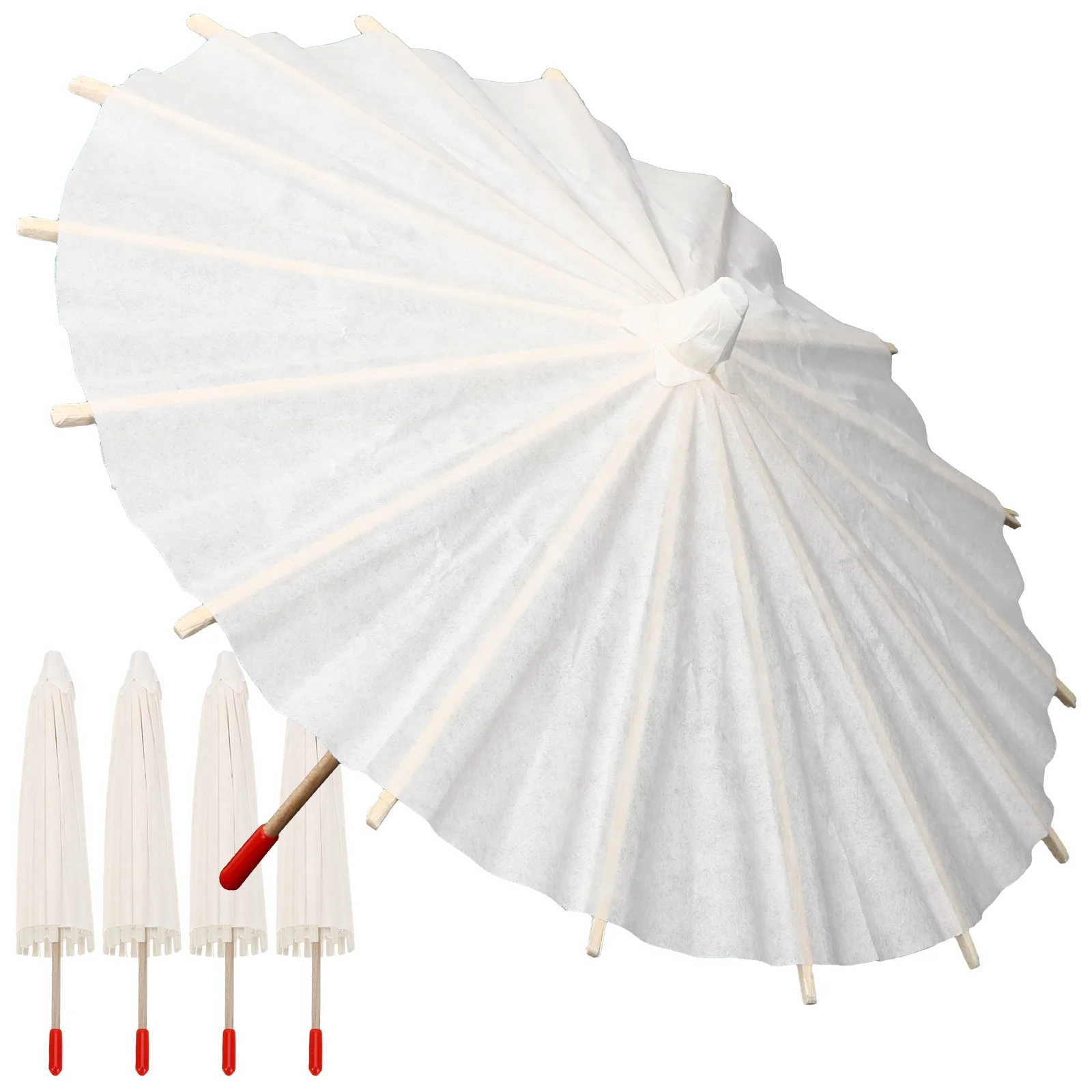 

5 Pcs Blank Oil Painting Umbrella Unfinished Paper Photo Performance Prop Wedding Props Wood White Child Kids Crafts