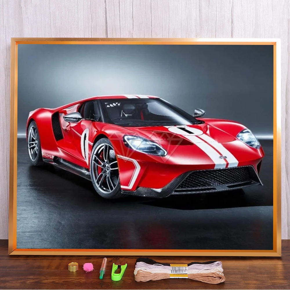

Cartoon Sports Car Ferrari Lamborghini Printed 11CT Cross Stitch DIY Embroidery Full Kit DMC Threads Painting Hobby Mulina
