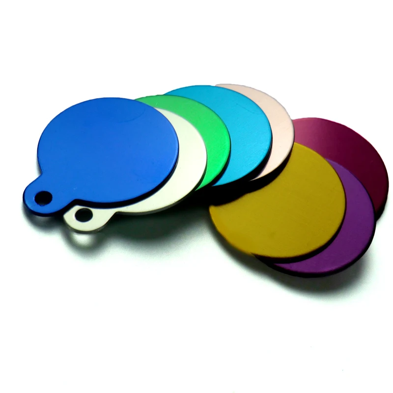 Оптовая продажа 100 шт. круглые идентификационные бирки для собак алюминиевые