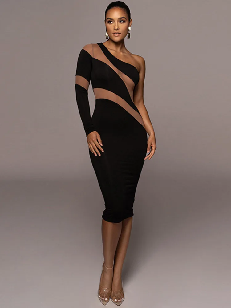 Женское Прозрачное платье с открытой спиной одним рукавом