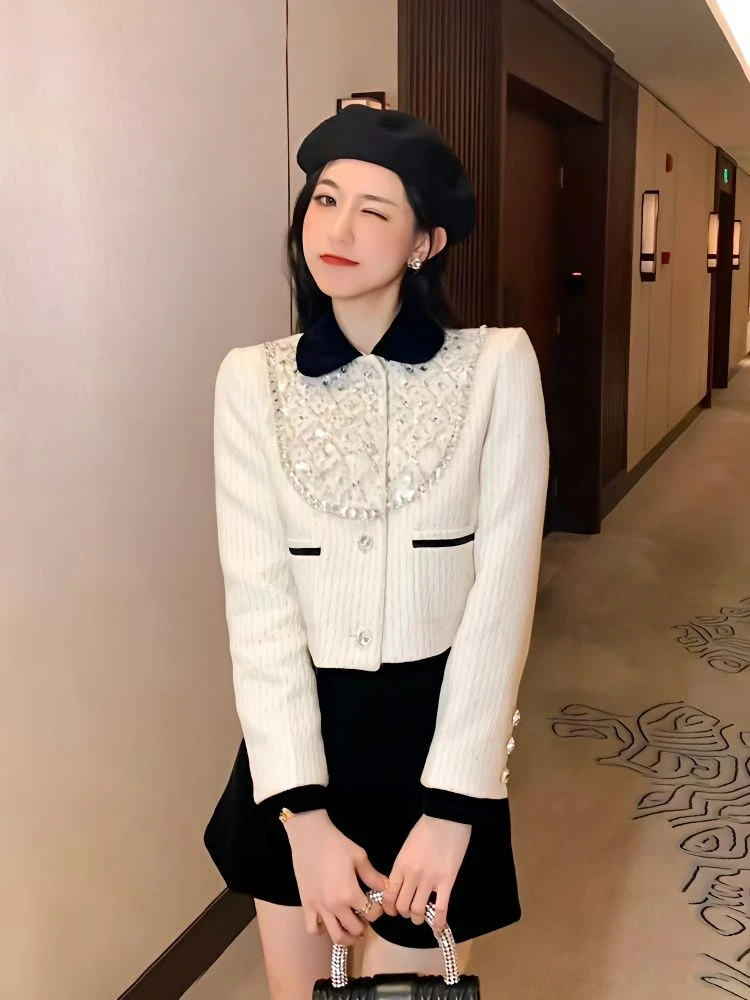 Женская куртка Миягава с отложным воротником элегантный кардиган контрастных