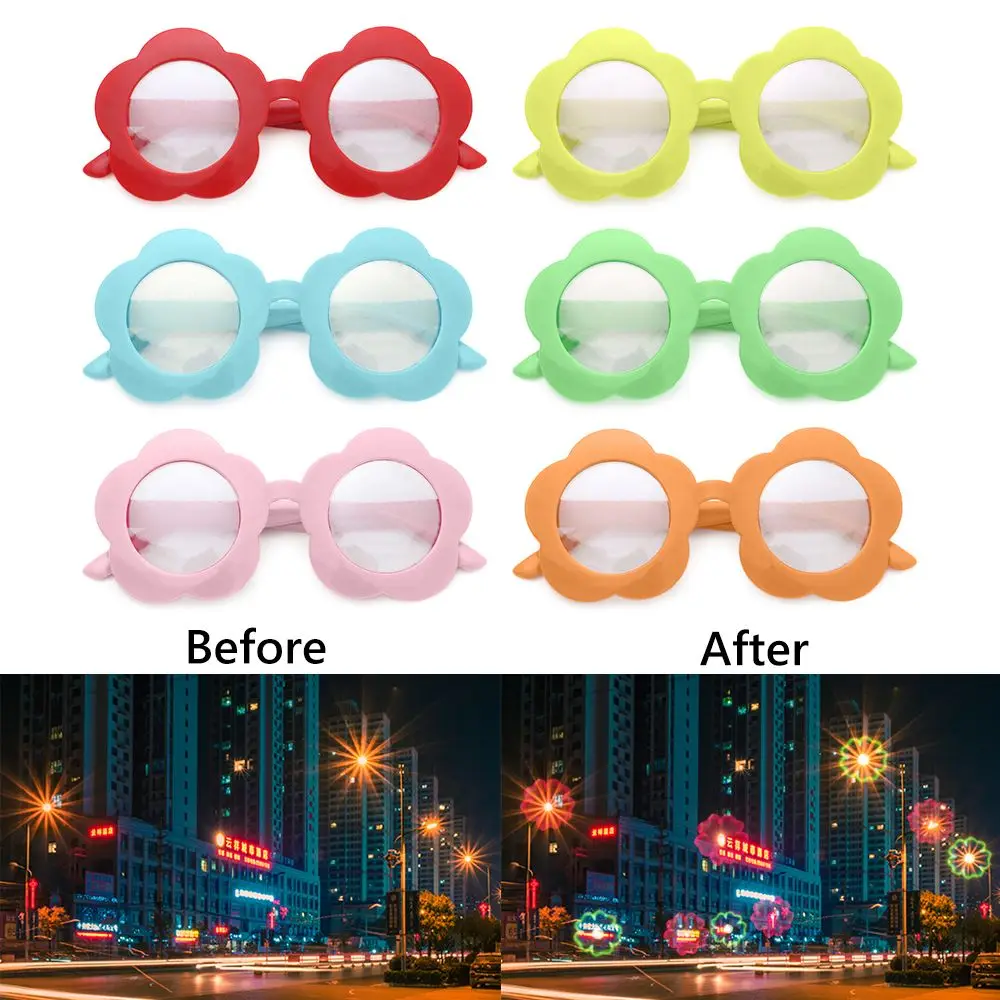 

Changing Eyewear Lights Change to Firework Shape Fireworks Diffraction Glasses Special Effect Glasses Sunflower Shaped