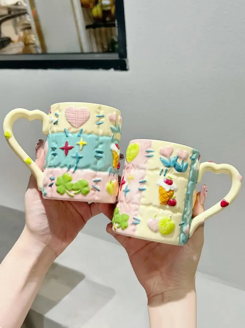 

Mug, home water cup, female high looking office, drinking cup, coffee cup, ceramic cup, breakfast cup, oatmeal cup