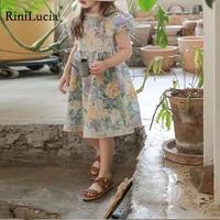 rinilucia summer baby girl dress floral print short sleeve infant dresses fashion gowns princess birthday dress for baby girl