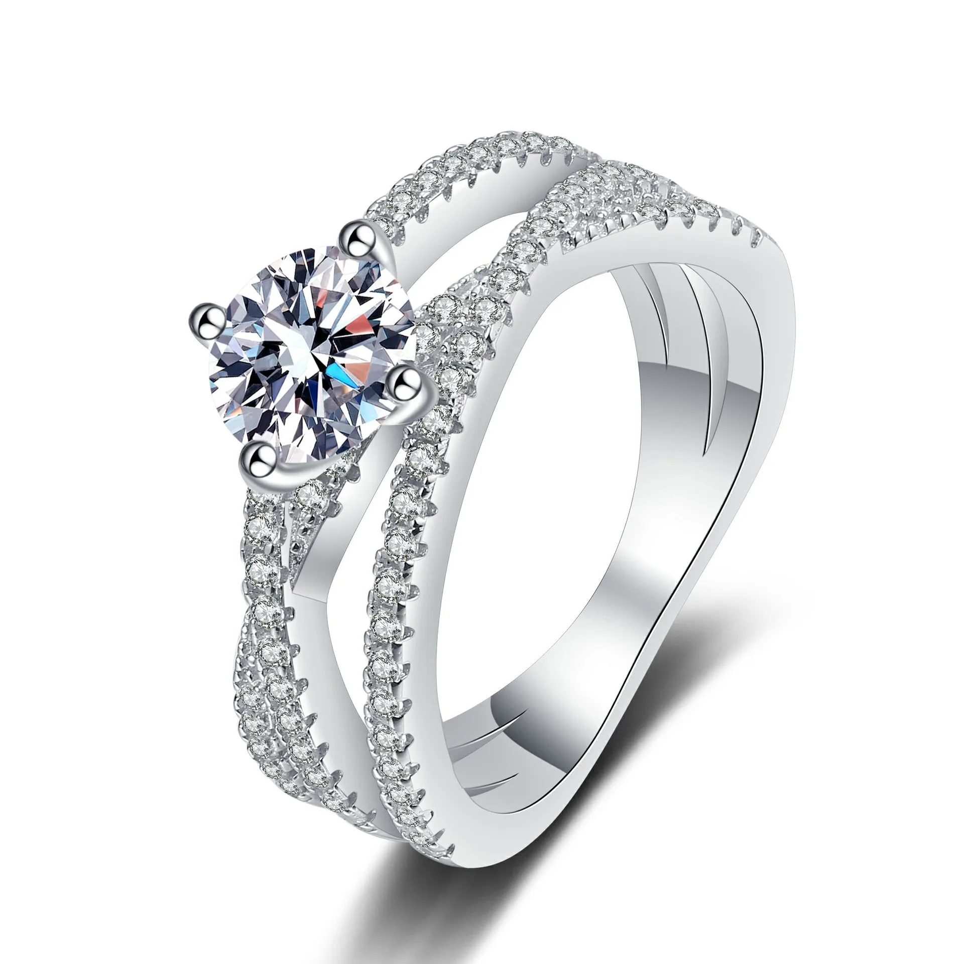 

Real Moissanite Ring 6.5mm 1ct Diamonds Wedding Rings Sterling Silver For Women Wedding Party Fine Jewelry Gift Whoelsale