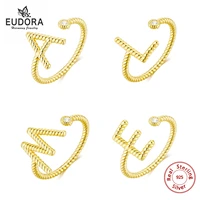 eudora 925 sterling silver initial name adjustable opening rings for women a z letter creative fine simple jewelry party gift