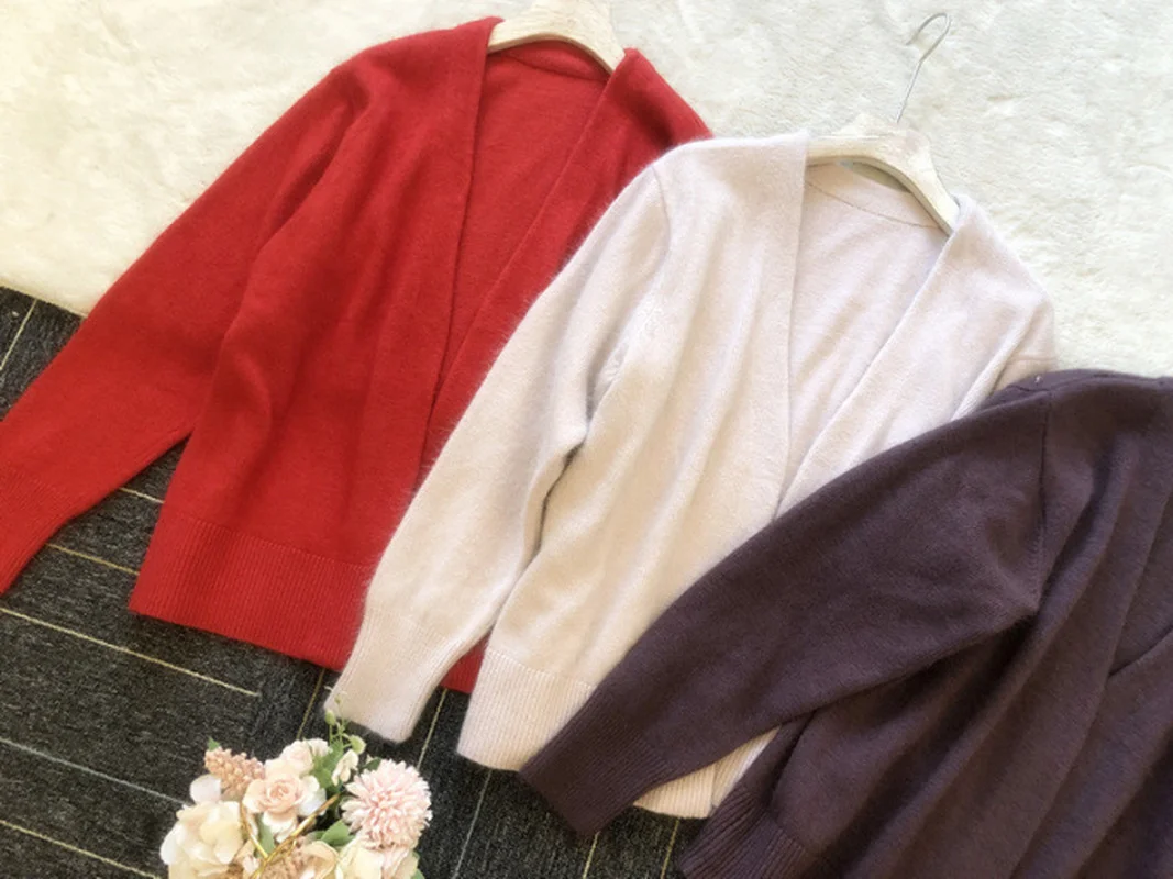 Kuzuwata 2024 осенне-зимняя женская вязаная верхняя одежда японский простой мягкий