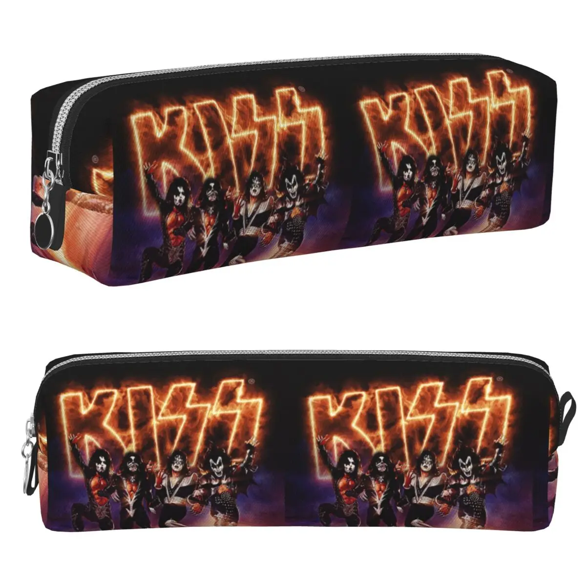 Фото Пеналы KISS The Band - Destroyer Fire Log, вместительные сумки для ручек, пеналы-коробки, канцелярские принадлежности для студентов, косметички №1