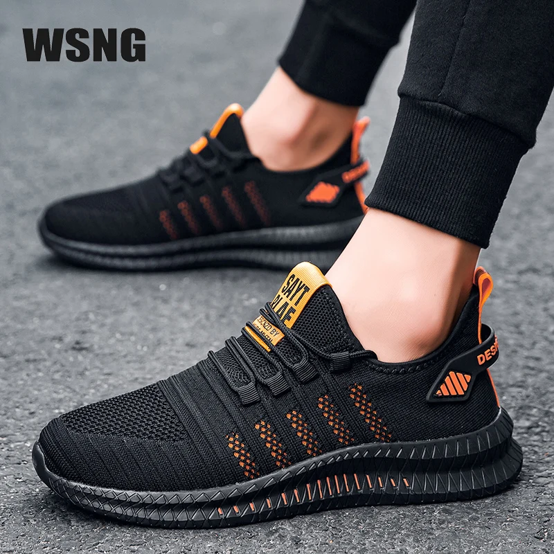 

WSNG Large Size Casual Flying Woven Men's Shoes Light and Comfortable All-match Wear-resistant Non-slip Shoes Leisure Sport