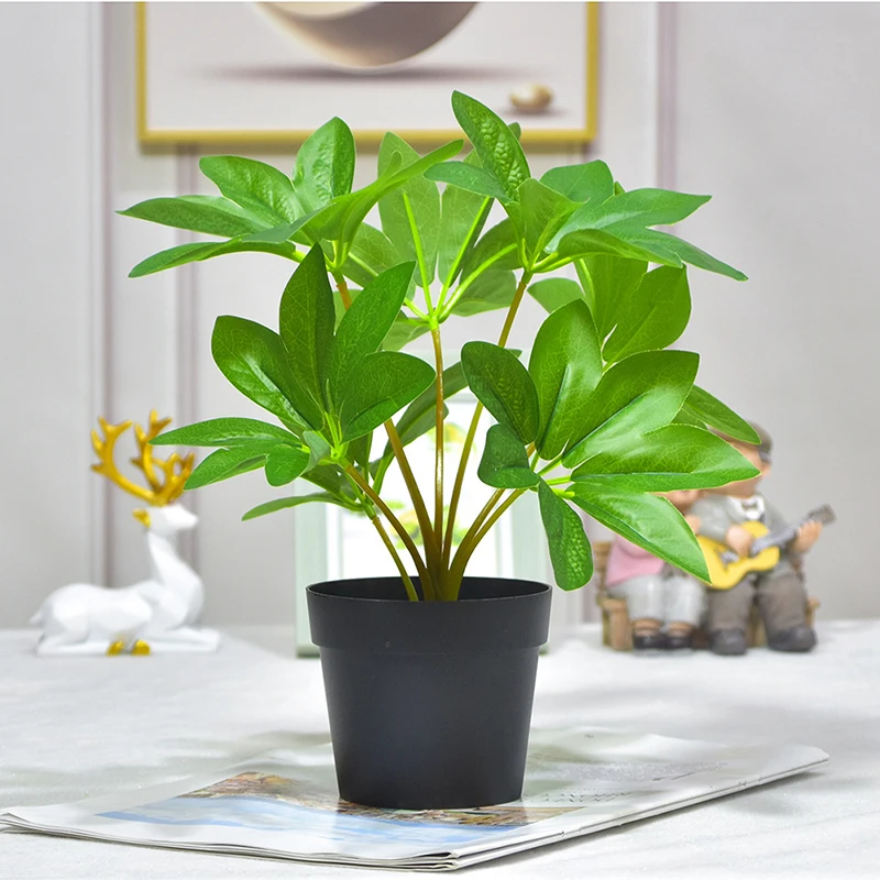 

Искусственные тропические растения 27 см из мягкого ПВХ, маленький бонсай, ветка дерева, пластиковая поддельная стенка для декора сада, не в ...