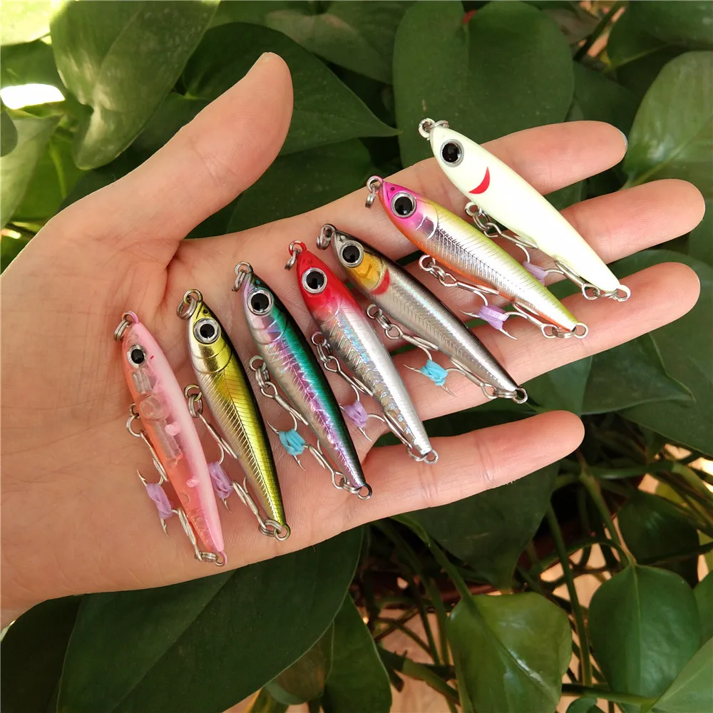 

Swolfy 7pcs Sinking Pencil Bait 50mm 3g Shad Minnow Wobbler Trout Mackerel Micro Sea Fishing Lure Trout Bass Lures