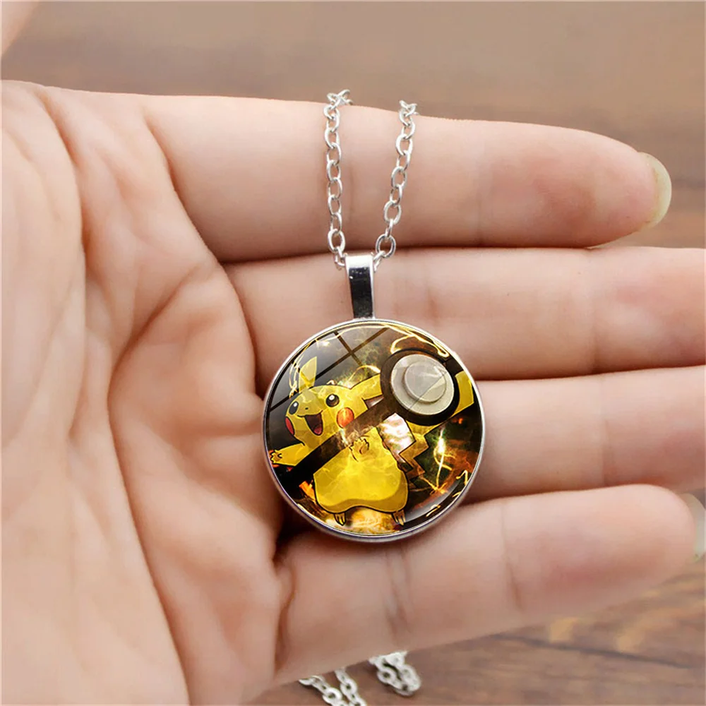 Ожерелье с аниме покемоном Пикачу мультяшное ожерелье кулоном из сплава цепочка