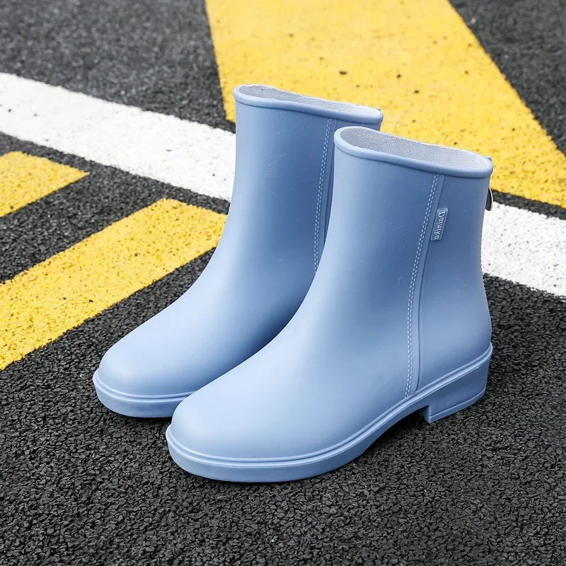 New 2023 Women Waterproof Mid-calf Rain Boots Female PVC Rainboots Non-slip Wellies Boots Multi Colors