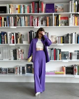 2022 autumn new european and american casual long sleeved wide leg pants shirt suits and loose two piece womens clothing