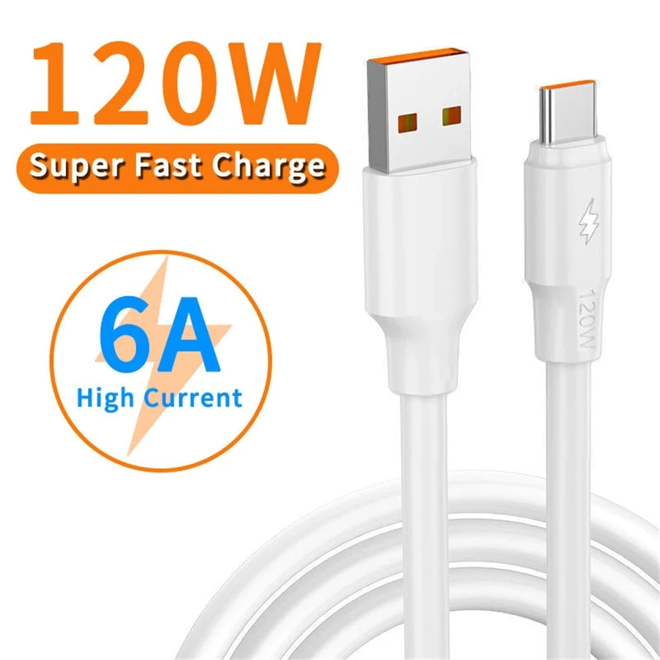 

100pcs 1M 120W 6A Fast Charging Type c USB-C Micro V8 5Pin OD6.0 Thicker USb Cable For Samsung s10 s20 s22 htc lg xiaomi huawei