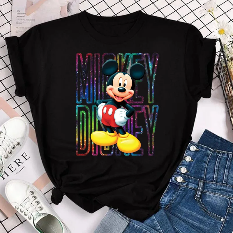 

Disney Mickey Mouse Print Women's T-shirt Cartoon Pattern Casual Fashion Oversized Female T-shirt Top Short Sleeve Y2k Gothic