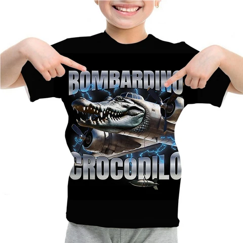 Детская футболка с итальянским мозгом, летние детские забавные топы с короткими рукавами с героями мультфильмов, модные футболки в стиле аниме, повседневная одежда для мальчиков и девочек, подарок