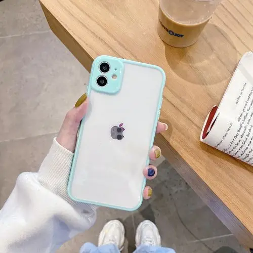 

Solid Color Frame Two-in-One Phone Case For iPhone 11 12 Mini Pro Max X XS MAX XR 7 8 6S Plus Transparent Shockproof Covers